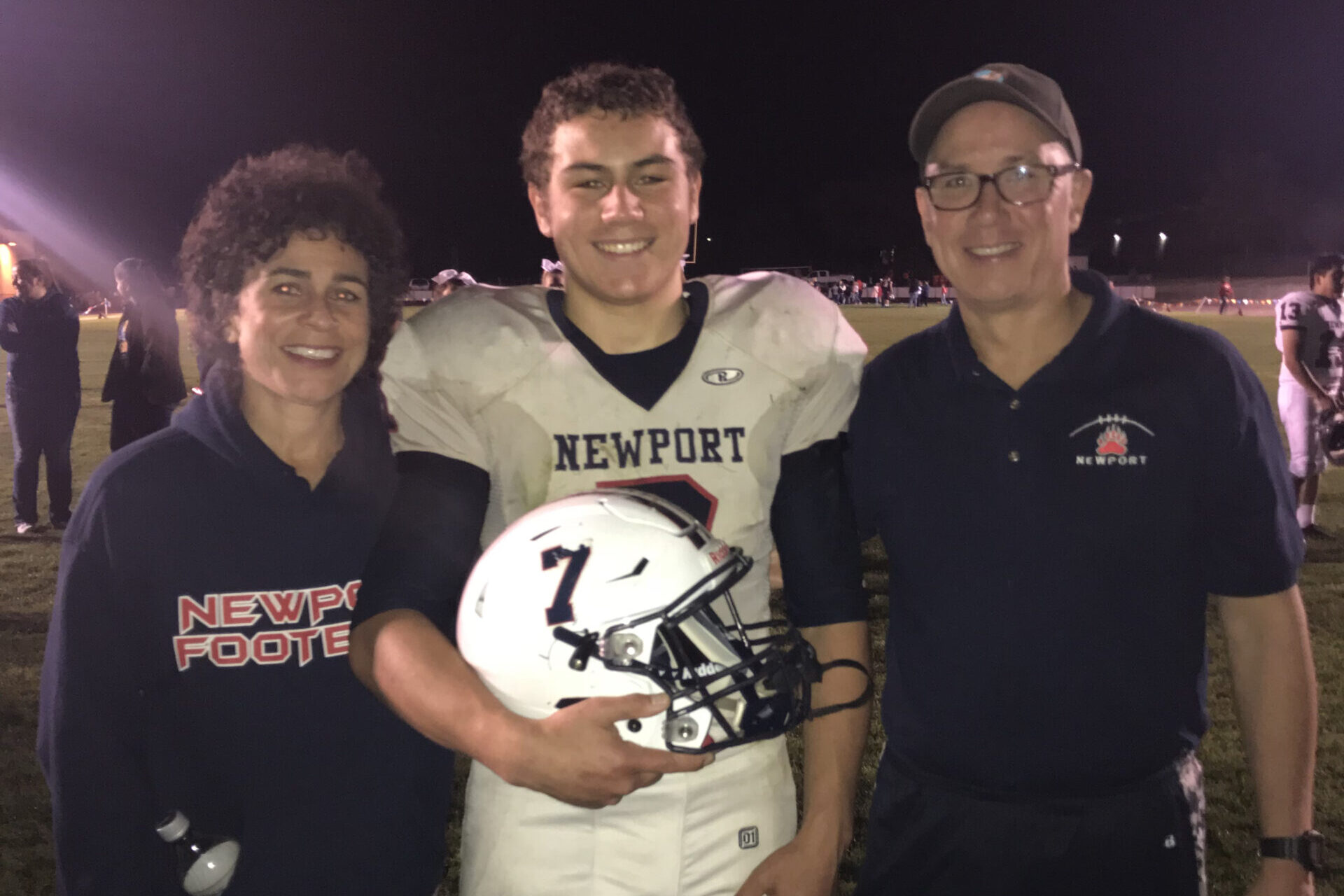 Walter and Rebecca celebrating after their son's last Newport HS Football game (2017)